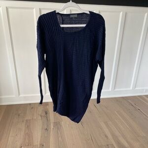 The Limited Navy Blue Ribbed Knit Textured Long Light Weight Sweater Size XL